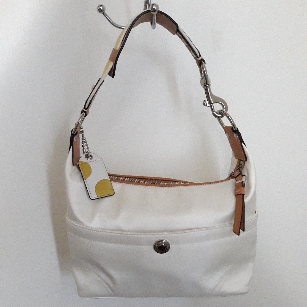 Coach medium ivory satin shoulder bag